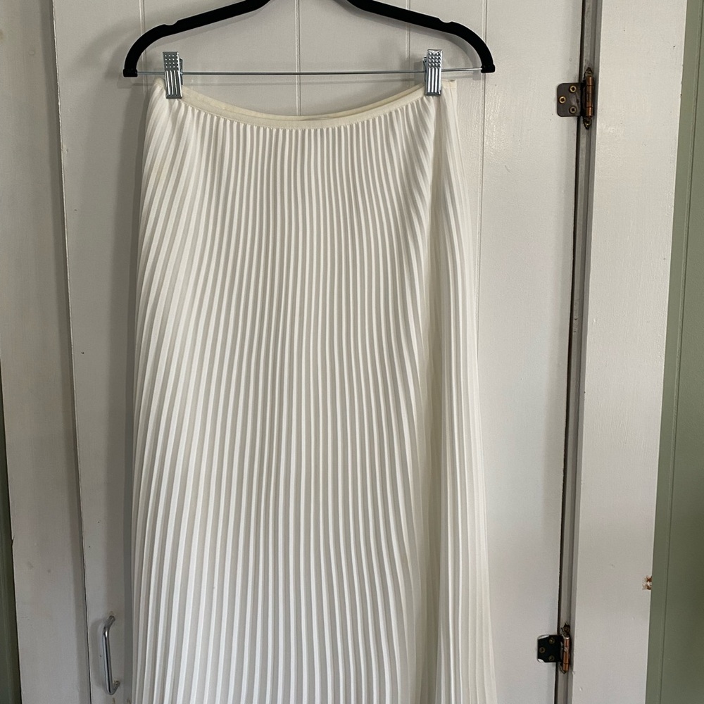 Babaton White Pleated Midi Skirt